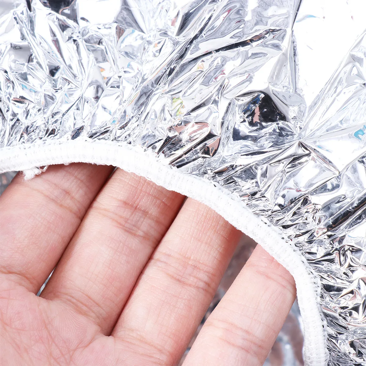 6Pcs Disposable Aluminum Foil Hair Cap Heat Therapy Warm Shower Bath Waterproof Hairdressing Styling Elastic Silver