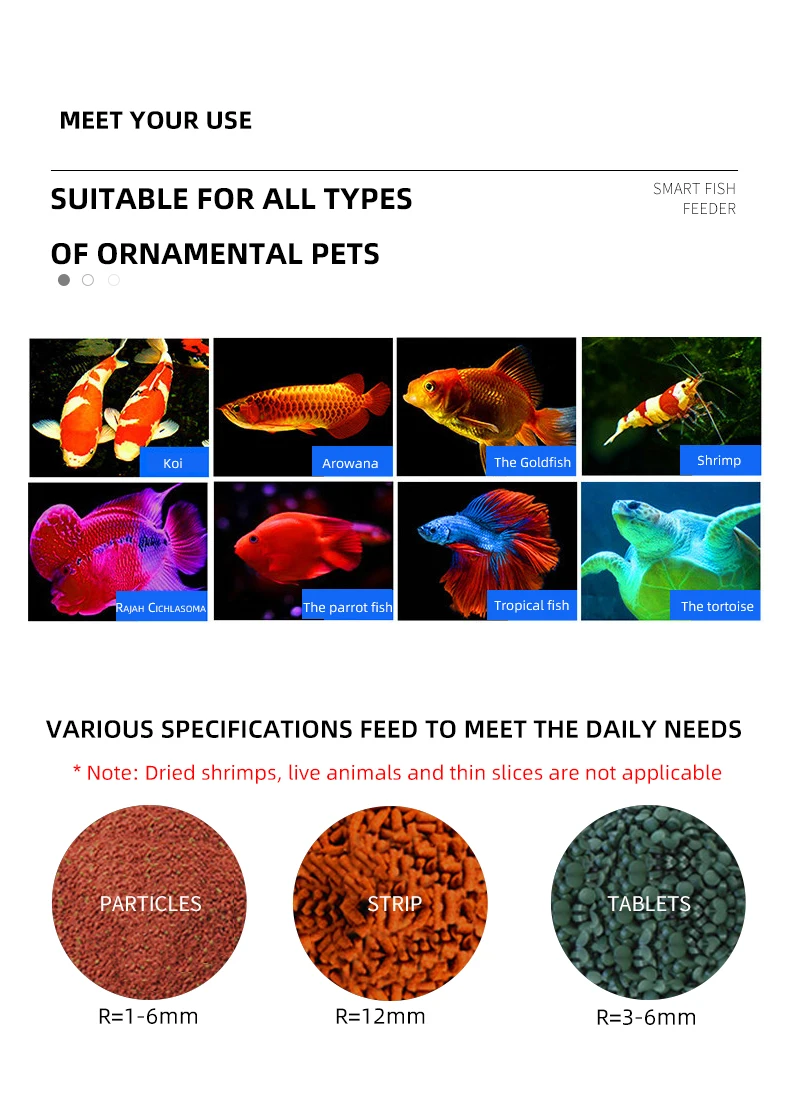 Indoor Aquarium Automatic Feeding Machine for Koi Goldfish Regular Dry Battery Power Supply Metal Fish Tank Shrimp Fish Features