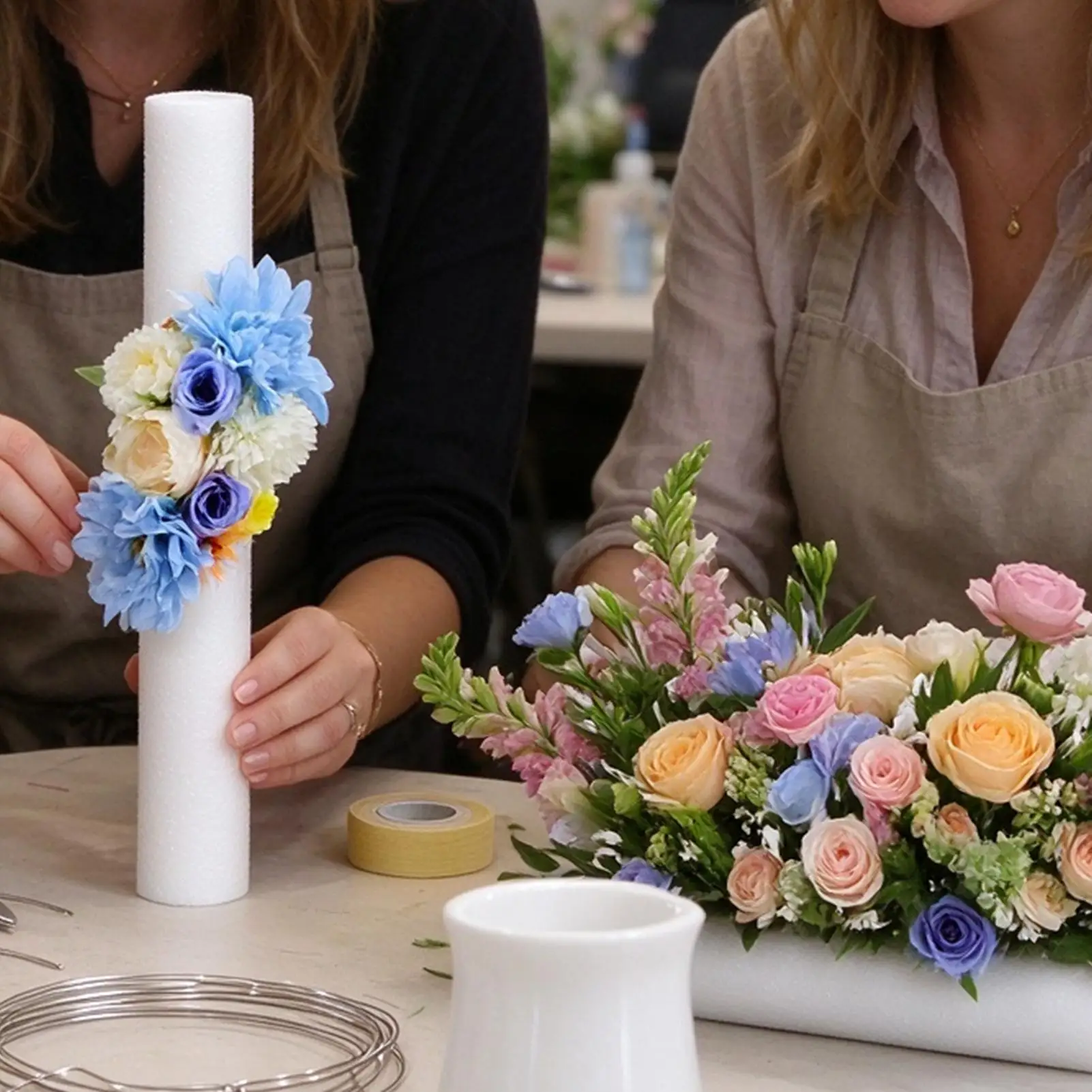 Floral Foam 40cm Round Multi-Purpose Modeling Sticks 5-Piece Bouquet Arts & Crafts Foam Rods For Home Office Planter Vase