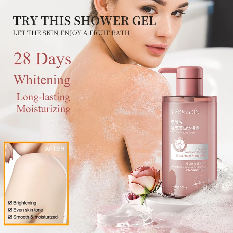 Body Whitening Niacinamide Fruit Acid Fragrance Body Wash Deep Cleaning Relieve Exfoliation Acne Moisturizing Smooth Shower Gels