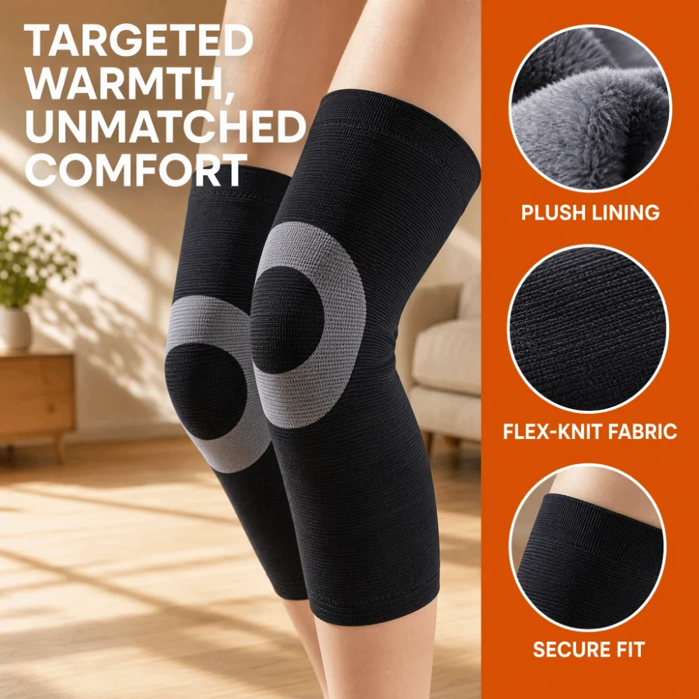 Daily Warm Thickened Knee Pads Elastic Windproof Elderly Leg Sleeve Plus Velvet Durable Knee Warmers Running view 3