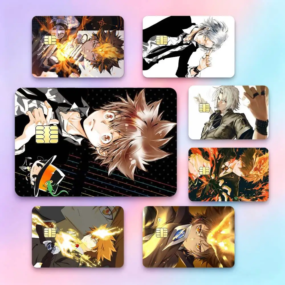Action-Packed Anime H-Hitman R-Reborn!  Credit Card HD Stickers Game Card Decal Small Chip Waterproof Sticker Gift