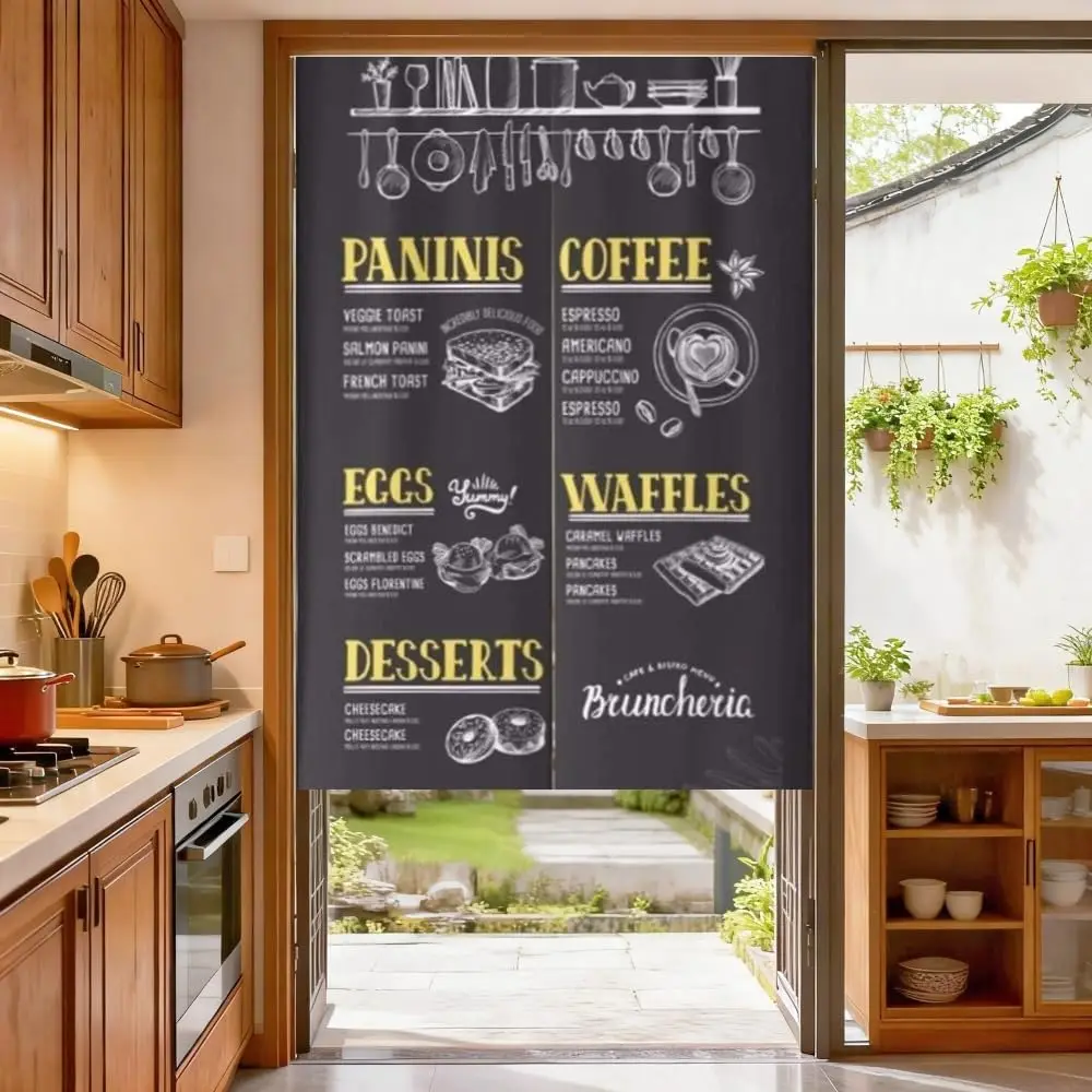 Cafe Menu Door Curtain Coffee Shop Style Restaurant Decorative Curtain Kitchen Entrance Bistro Style Home Cafe Interior Accent