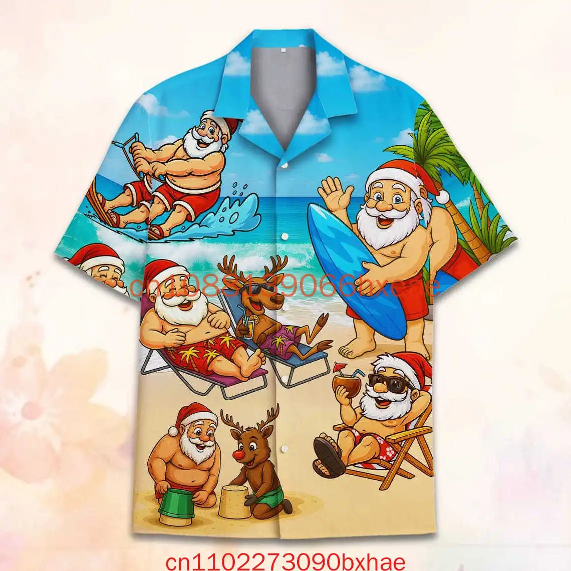 

Новинка 2024, забавная гавайская рубашка с изображением Санта-Клауса и пива, 3D принт, рождественская мода, повседневные мужские и женские детские гавайские рубашки