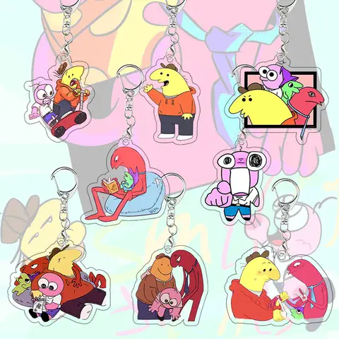 Smiling Friends Acrylic Keychain Pim Charlie Allan Glep Mr Boss Bag Pendant Anime Exquisite Student Cartoon Birthday Gift
