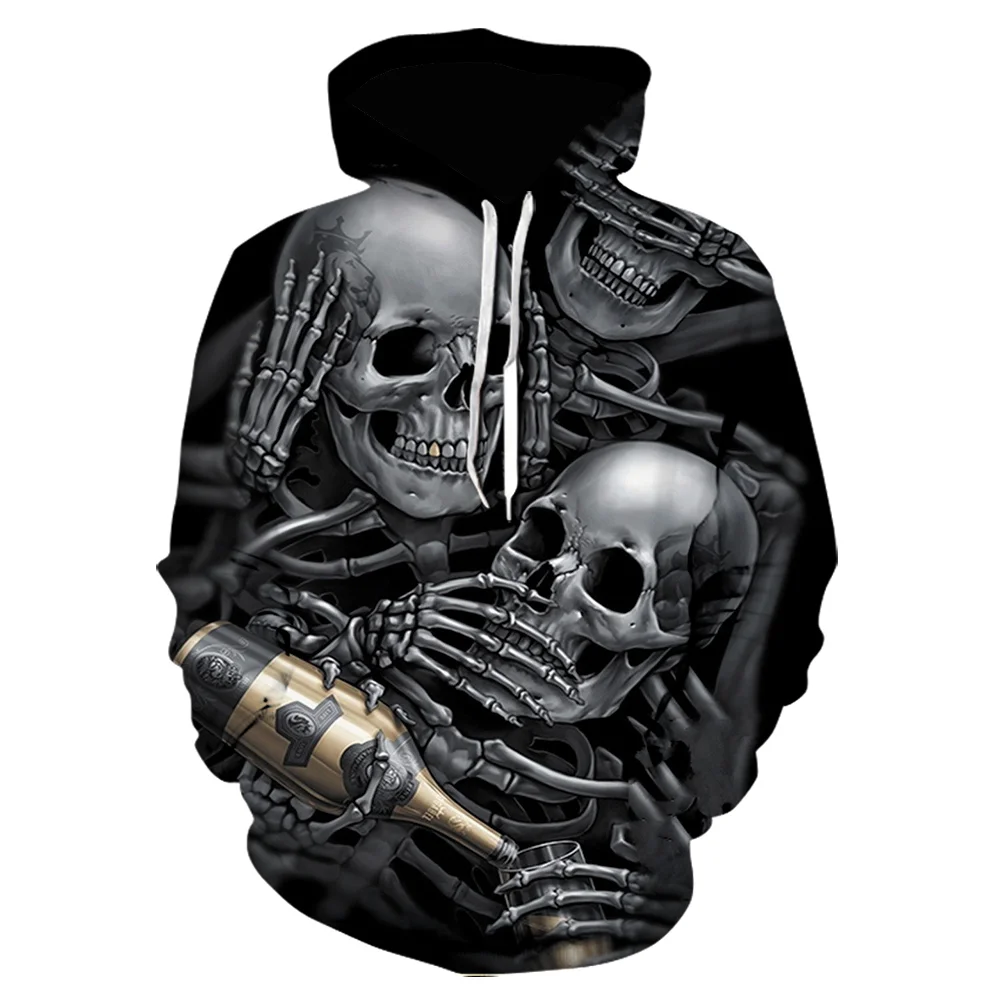 

2021 New Fashion hot Men's Women's Hoodie 3D Skull Print Streetwear Cool Sports Jacket Spring Autumn Streetwear Men clothing