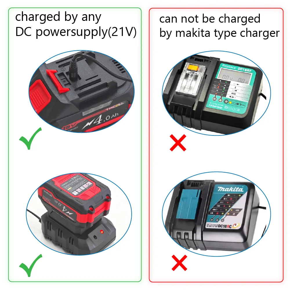TPCELL-Herramientas eléctricas para batería Makita de 18 V, repuesto de iones de litio LXT BL1850 BL1840 para destornillador de 18 V con BMS, 21V,