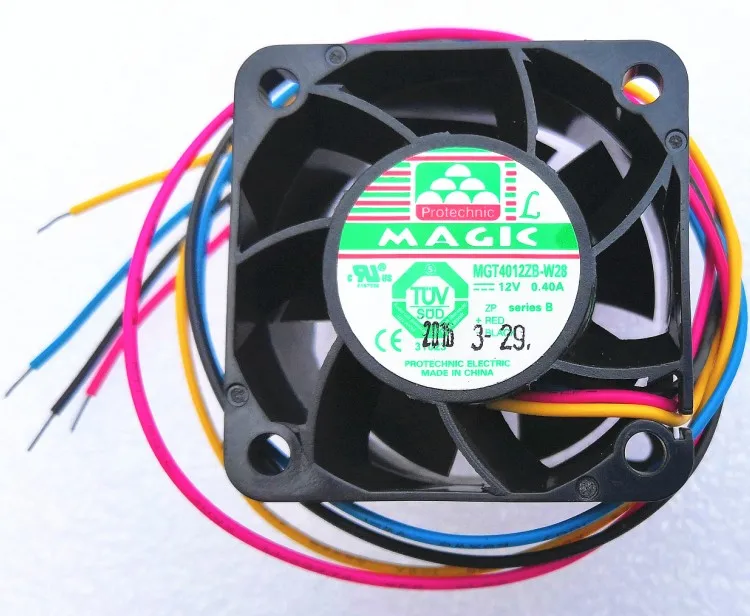 매직 MGT4012ZB-W28 DC 12V 0.4A 40x40x28mm 4 선 서버 냉각 팬