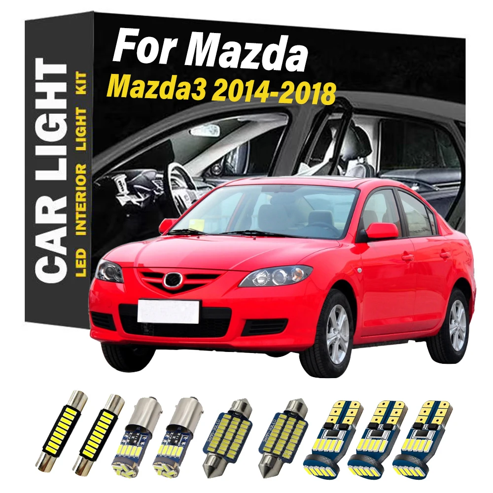 10Pcs LED Interior Light License Plate Lamp Kit For Mazda 3 BM BN Mazda3 2014 2015 2016 2017 2018 Sunvisor Trunk Bulb Canbus