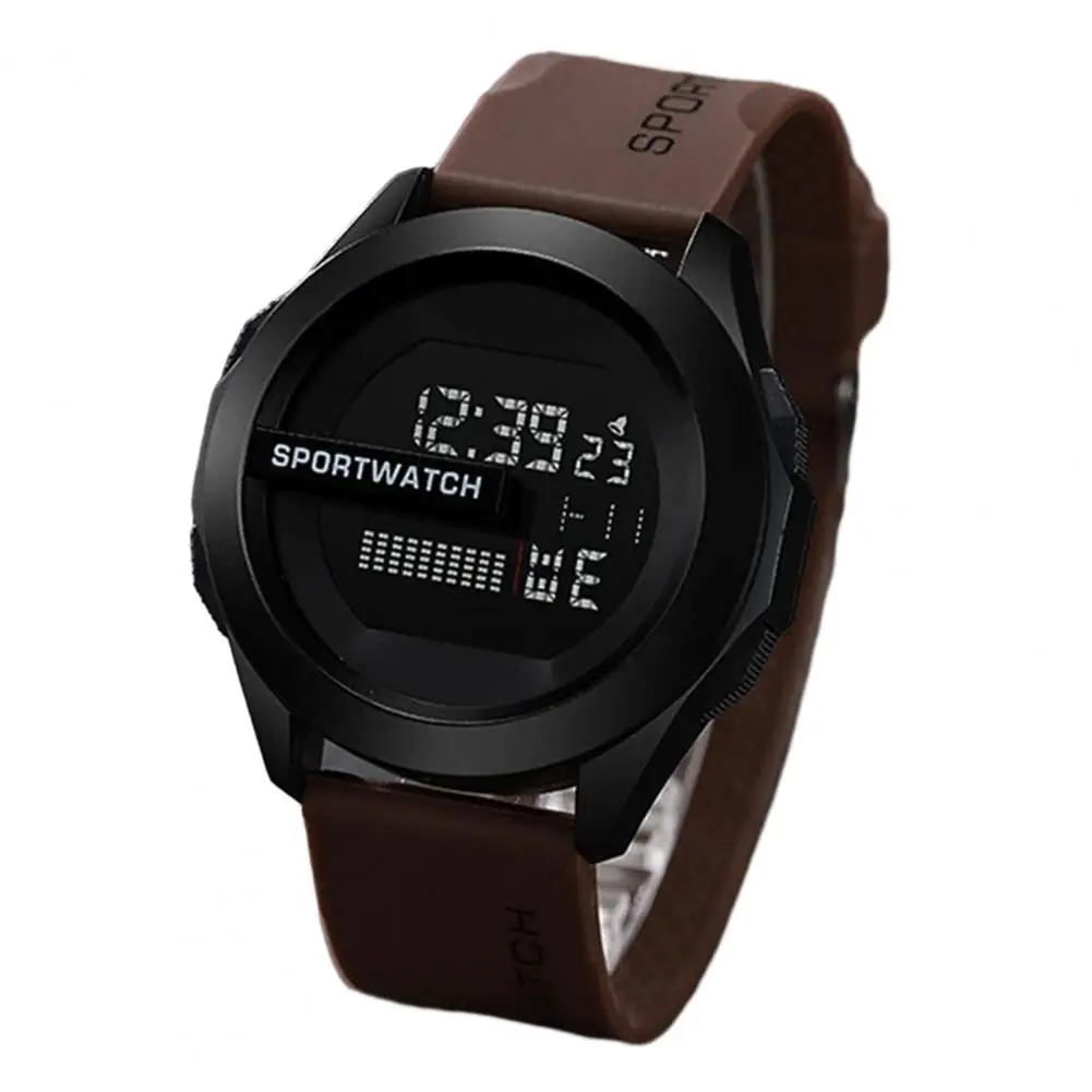 Unisex Electronic Sports Watch, impermeável LED Wristwatch, Display ajustável, Silicone, Homens