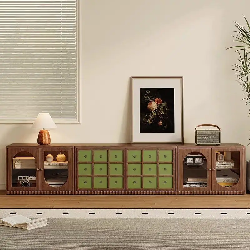 Medieval TV Cabinet Living Room Home Floor Storage Locker Integrated French Retro Combination