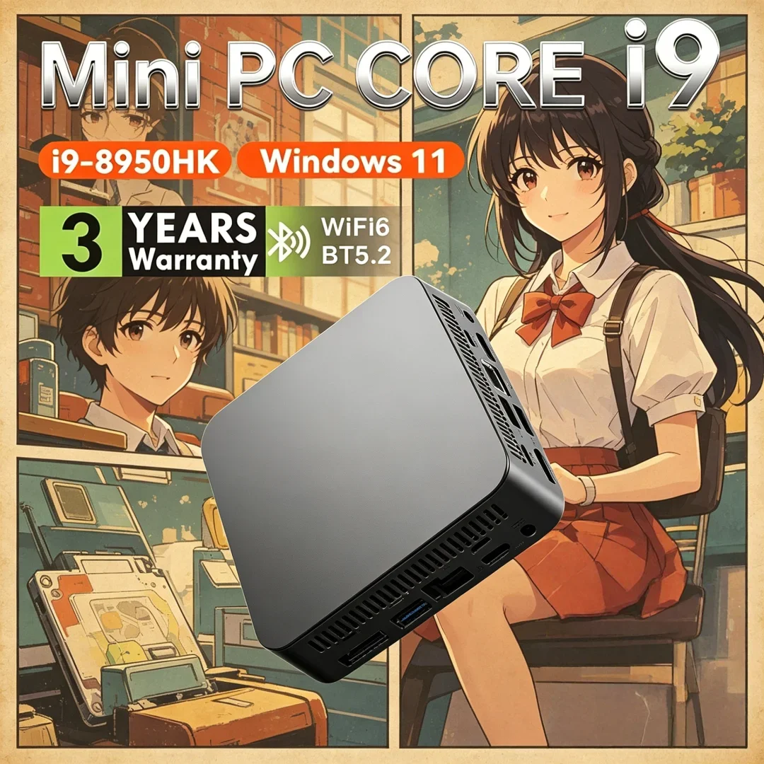 

Sturdy Trend-setting MINI PC Windows 11 Pro Core I9 8950HK 32GB RAM 1TB 2TB SSD WIFI 6 BT5.2 4K HD Practical Gaming