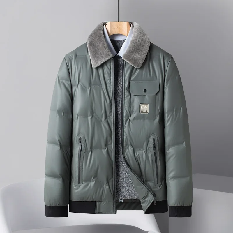 

Middle-Aged Men Winter Down Jacket Winter New Men Lapel Fashion Thicken Warm Outwear Casual Large Size Short Zipper Outcoat 2023