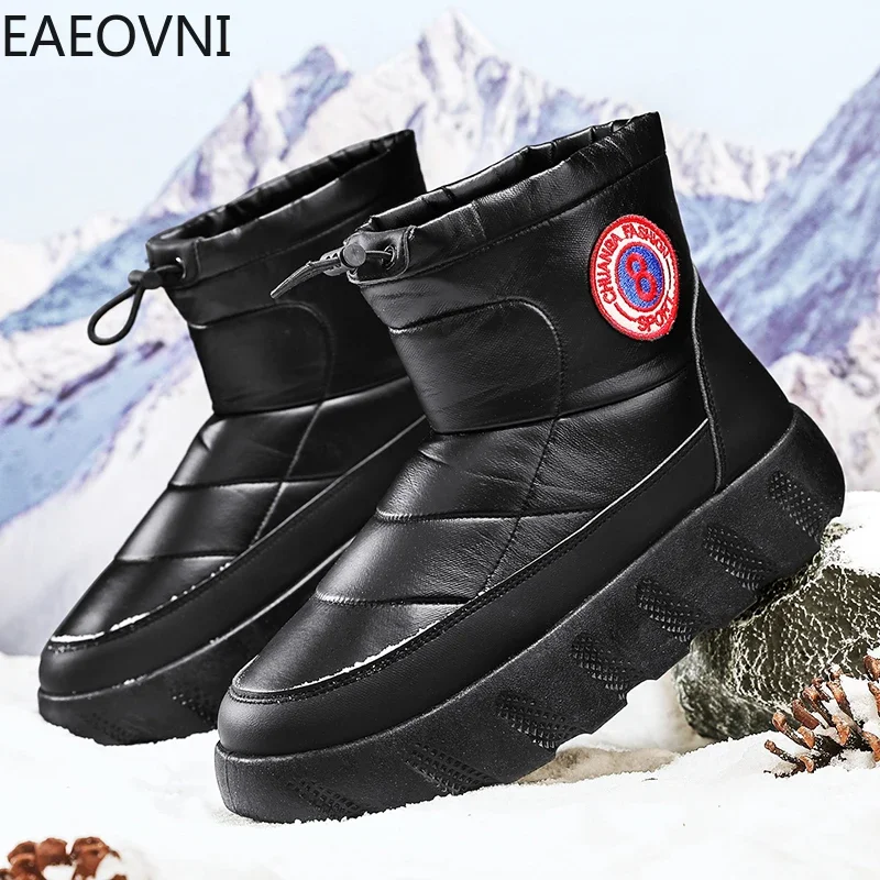 Casual Snow BOOTS สําหรับชายฤดูหนาวกลางแจ้ง Man รองเท้า Cotton Casual Keep WARM รองเท้าผู้ชาย SLIP-ON ใหม่แฟชั่นคลาสสิกชาย BOOT