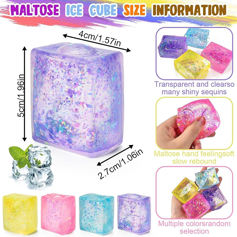 1PC Squishy Color Ice Cube Fidget Toys Śmieszne zabawki antystresowe Reduce Pressure Prop Slow Rising Squeeze Toy Dla dzieci i dorosłych