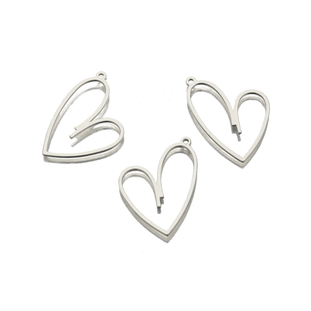 10Pcs Raw Brass Hollow Love Heart Charm Pendant for Necklace Handcraft Jewelry Making Findings