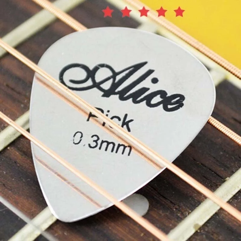 5/10Pcs 0.3mm Thin Metal Guitar Picks Silver Durable Plectrums for Guitar Bass Ukulele Musical Instrument Accessories