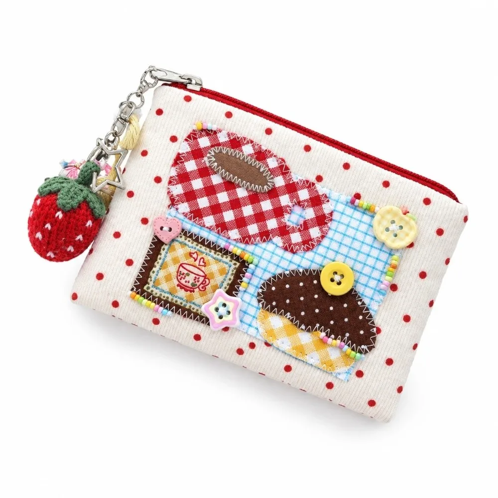 Cute Patchwork Small Coin Purse Square Shape Large Capacity Key Pouch Makeup Bag Coins Cards and Small Items