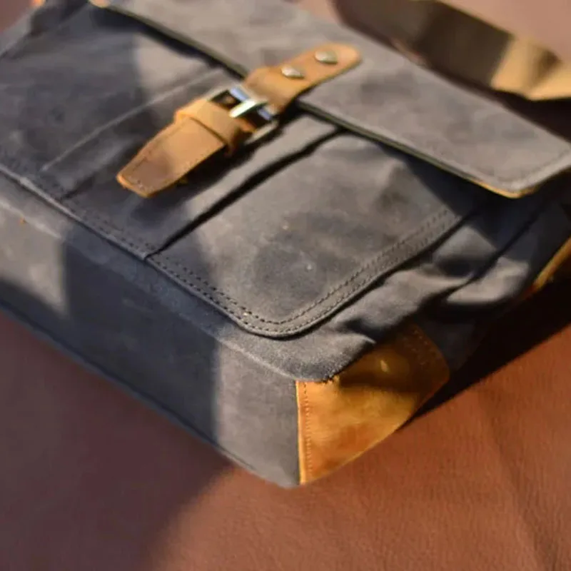 

AETOO Men's and women's leather one-shoulder retro simple leisure travel canvas college students junior high school students lit