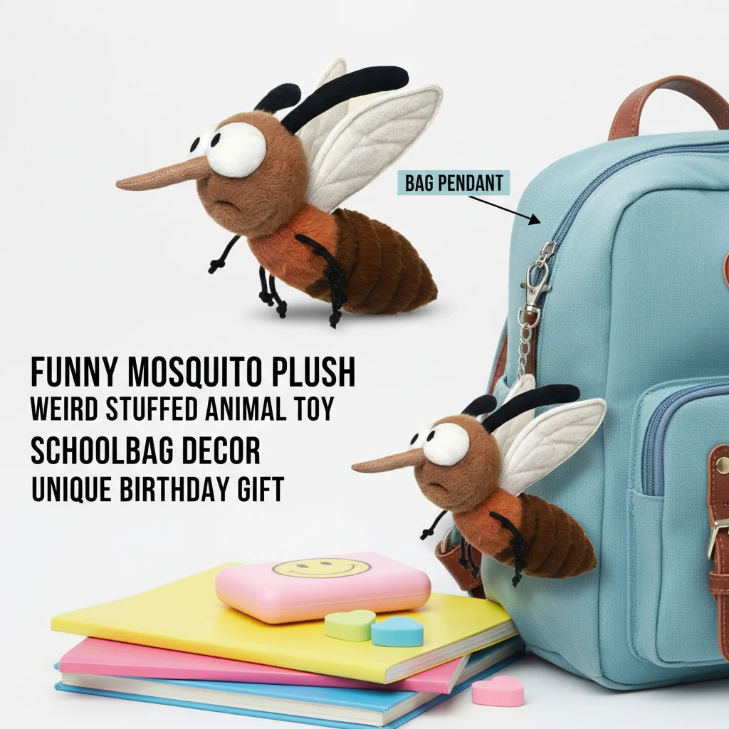 

Забавный плюшевый кулон-комар, необычная мягкая игрушка для девочек, украшение для школьной сумки, уникальный подарок на день рождения