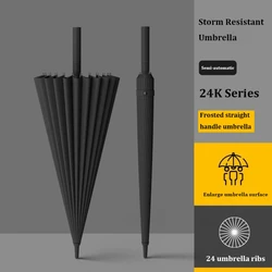 24 Ribs Long Handle Business Umbrella for Men Integrated Button Automatic Opening Large Wind-Resistant Umbrella Female Parasol