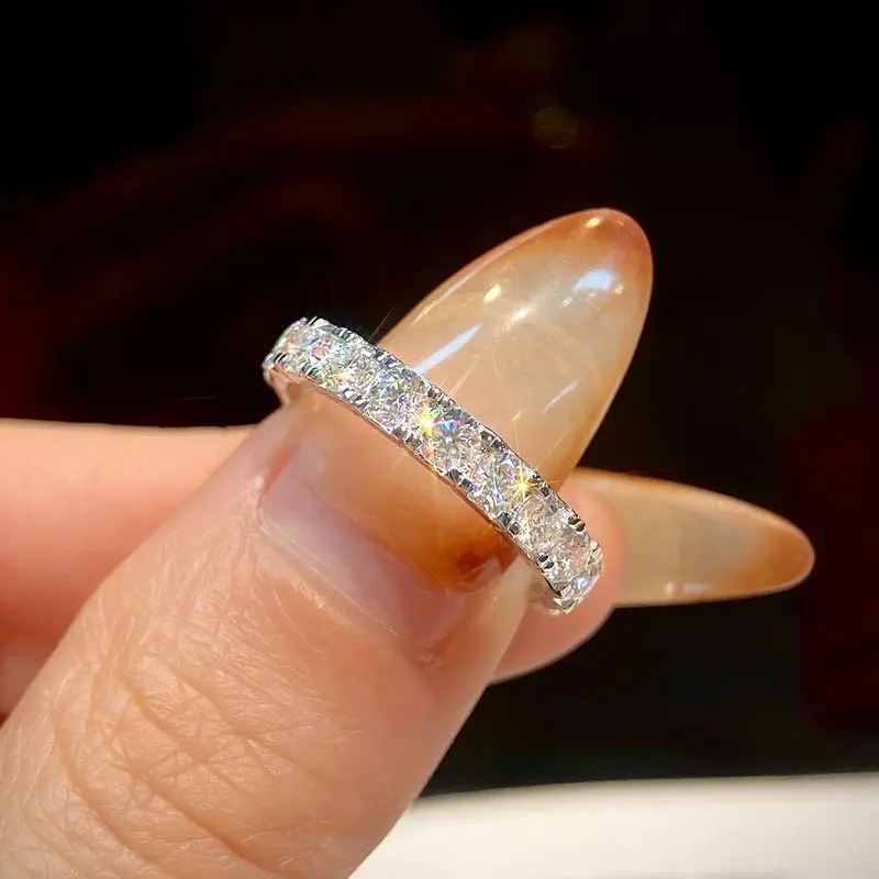 

DWJ Real White Circular Moissanite Diamond Fashion Simple Ring for Women's Daily Wear 925 Sterling Silver Fine Jewelry