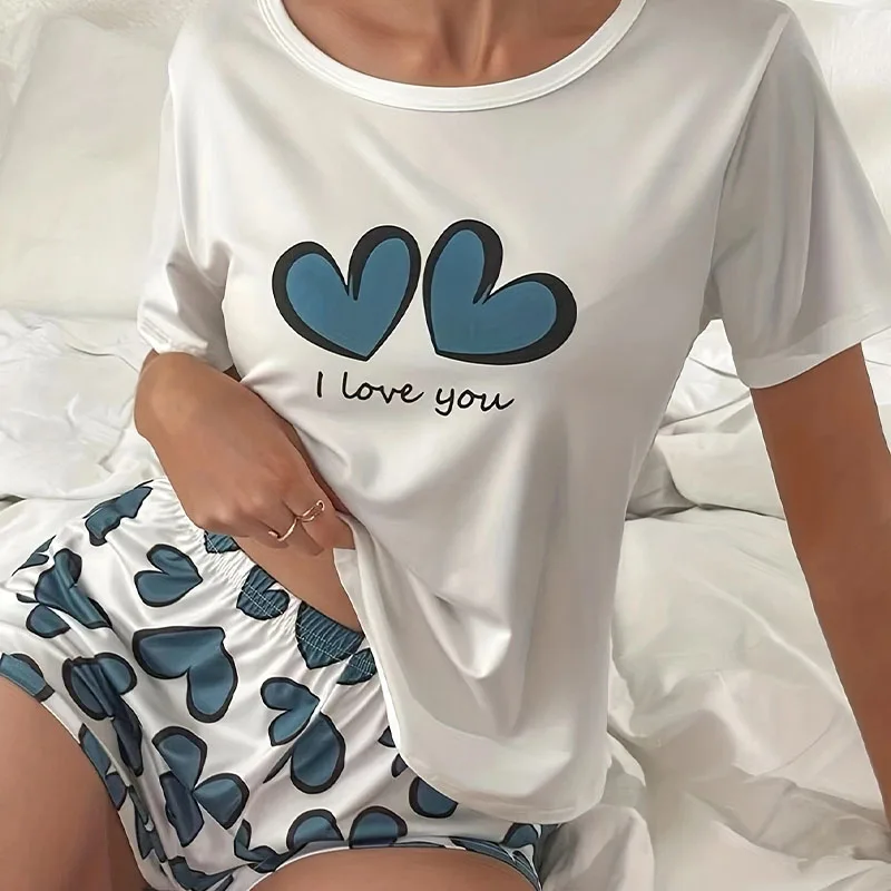 

Women's Pajamas Cute Sleepwear Print Pajama Pj Set Summer Short Sleeve Tops And Shorts Loungewear Soft Comfortable Home Clothing