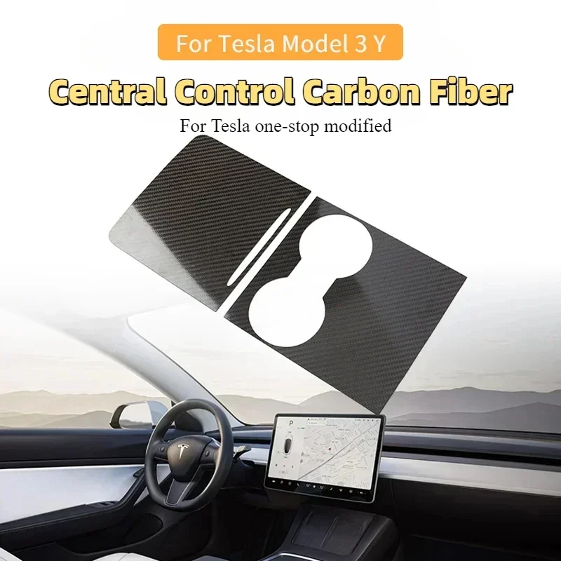 For Tesla Model 3 Y 2021-2023 Central Control Decorative Patch Cover Armrest Panel Trim 100% Real Carbon Fiber Car Accessories