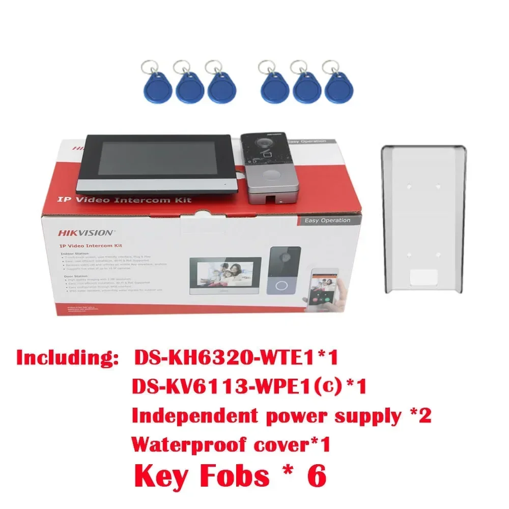 

Top! IP Video Intercom Kit DS-KIS603-P(C) Include DS-KV6113-WPE1+ DS-KH6320-WTE1 POE Doorbell Door Station WIFI Monitor
