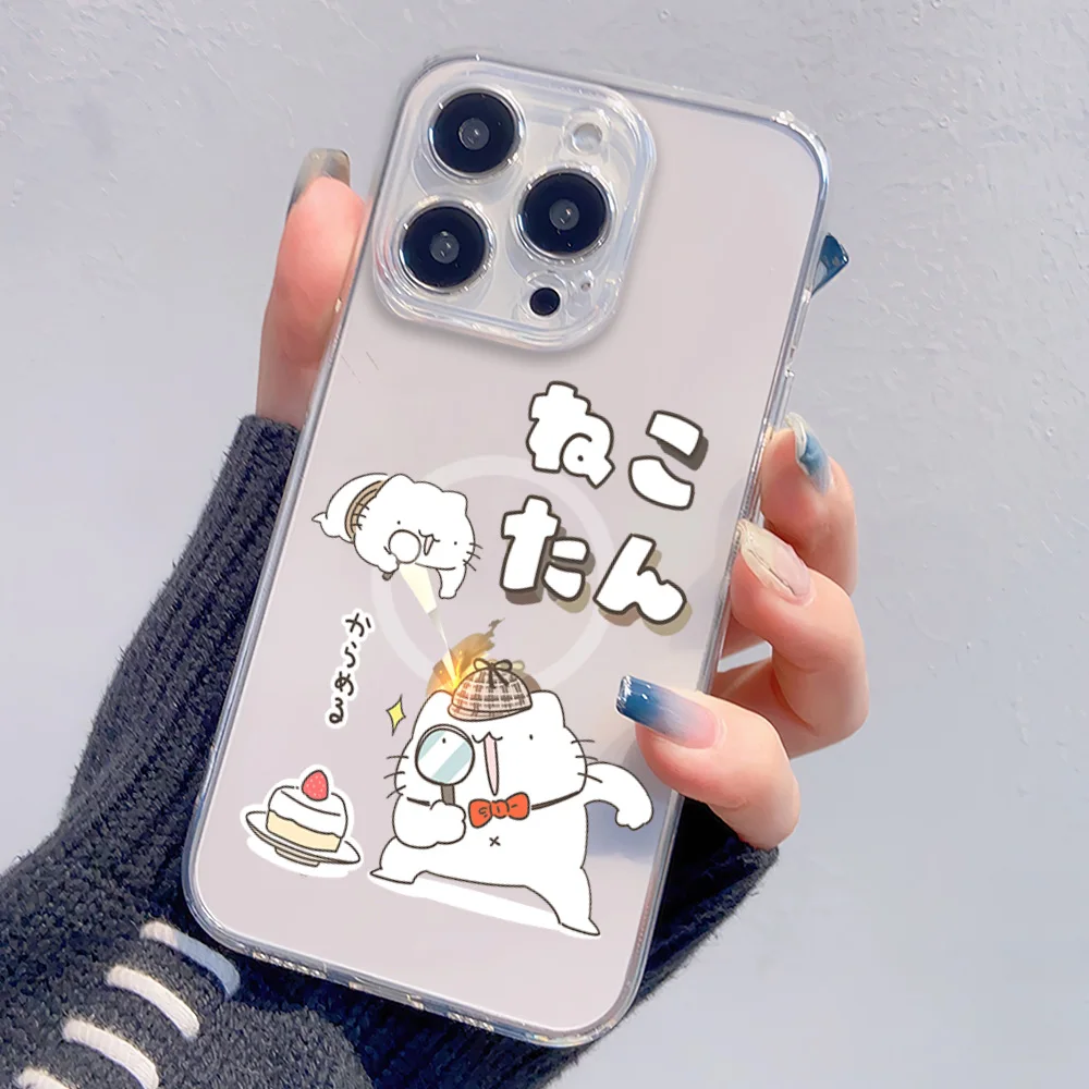 Cute anime cat Karameru Phone Case For IPhone 15 14 13 12 11 Transparent Magnetic Suction Cover image 6