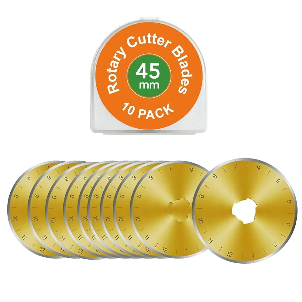 

SKS-7 Titanium Coated 10 Packs 45mm Rotary Cutter Blades Replacement Compatible with Olfa, Fiskar, Martelli, Truecut Cutter P