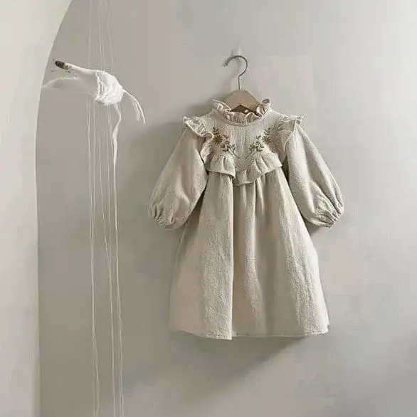 2026 Spring Childrens Clothing New Exquisite Embroidered Girls Dress Wearing Long Skirts Outside