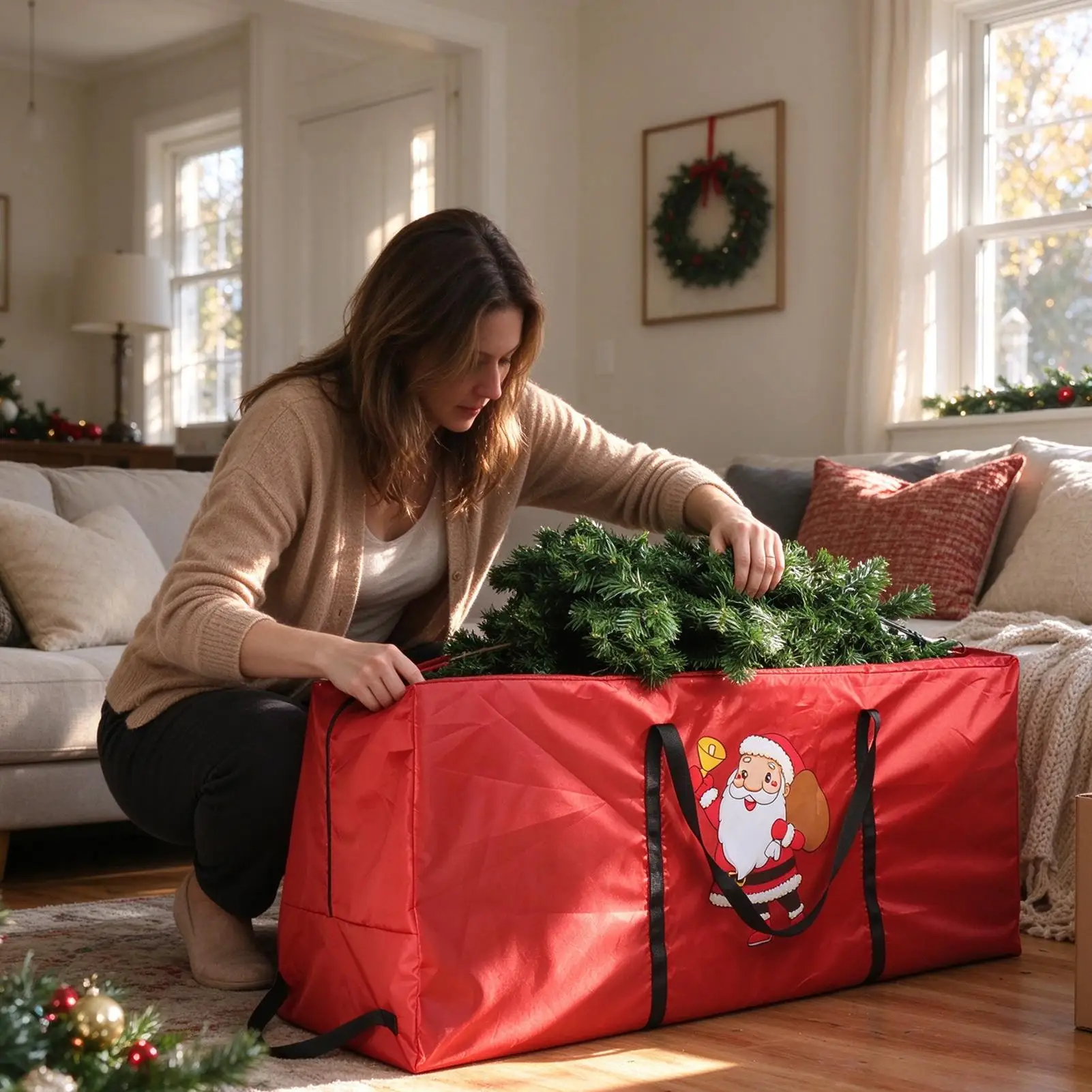 Christmas Tree Bag Heavy-Duty Dust-Proof Large Capacity Christmas Decorations Storage Bag For Garage Basement Apartment Home
