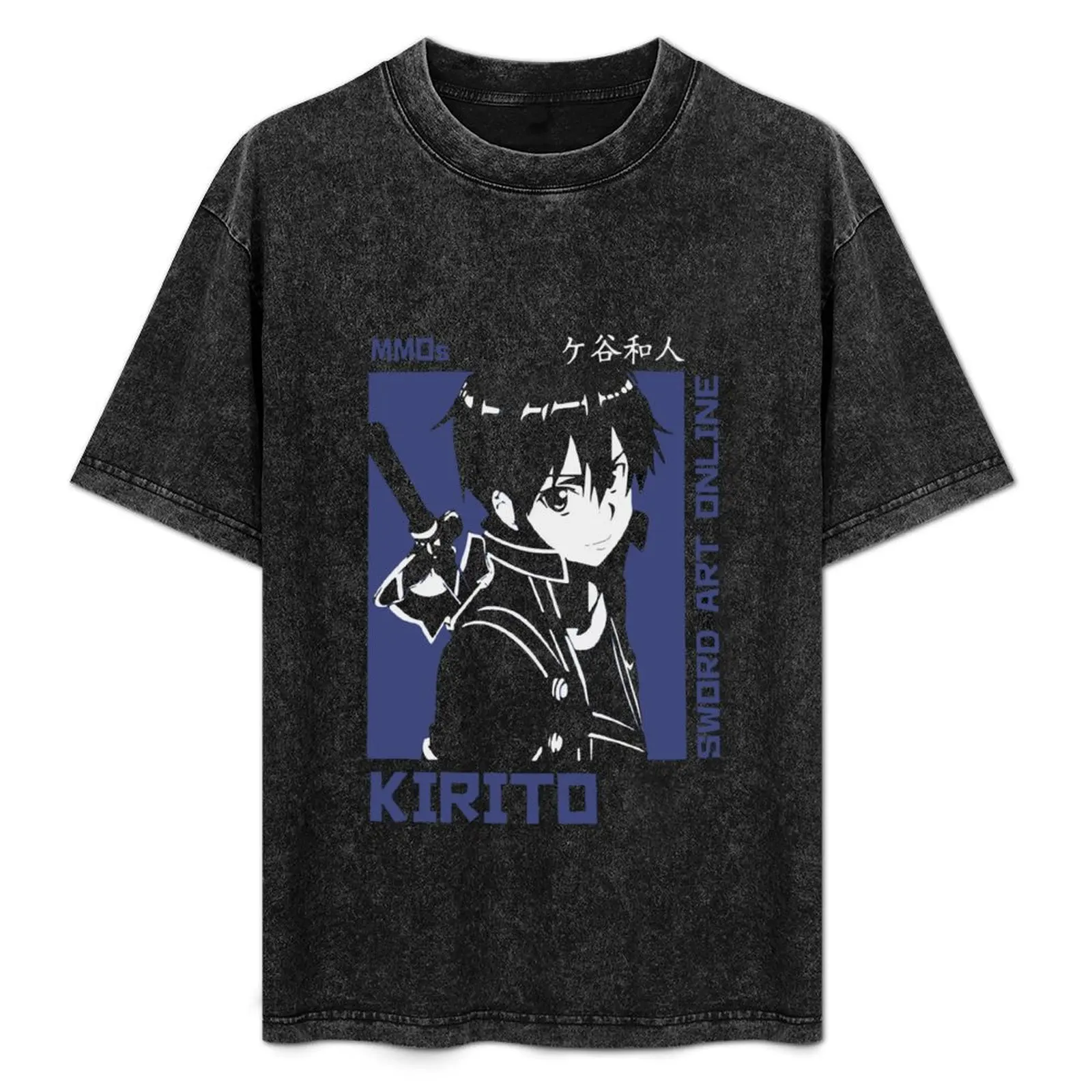 Camiseta MMOs Kirito Sword Art Online, camiseta holgada de talla grande y alta