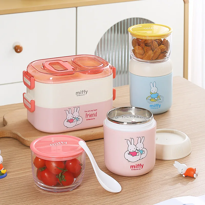 Kubek ze stali nierdzewnej z podwójną ścianką, motyw króliczka Miffy, kawaii, kubek na śniadanie, koktajl mleczny, kubek na owoce, prezent urodzinowy dla dzieci.