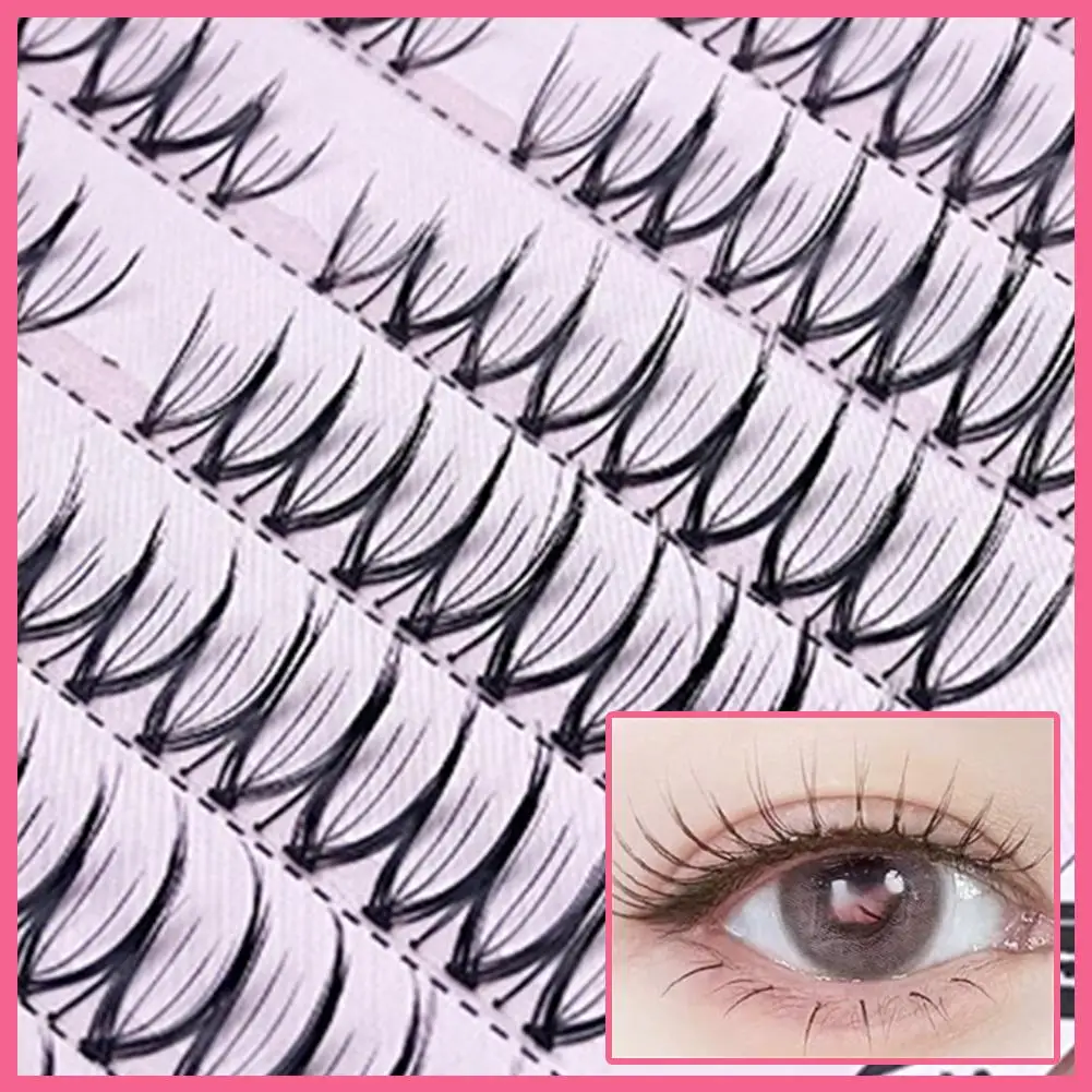Cílios postiços segmentados em forma de v, grupo de olhos para meninas, cluster natural, grande capacidade, ídolo, faça você mesmo, cílios artificiais, maquiagem l3g9