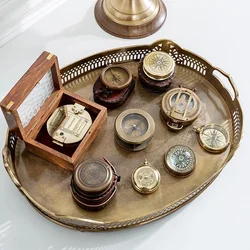 Vintage Brass Compass Collectible Sundial Portable Outdoor Navigation Elegant Study Gift Imported Brass Sundial