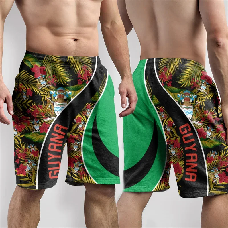 Guyana Flag Map 3D Printed Short Pants For Men Clothes Casual Hawaii Beach Shorts Guyanese National Emblem Trunks Male Trousers