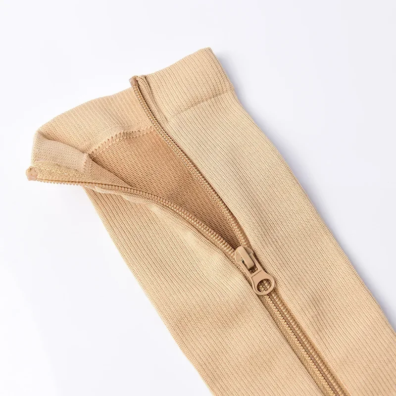 Open Toe Zipper Pressure Compression Long Socks Leg Slimming Sport Hosiery For Workout And Long Time Standing