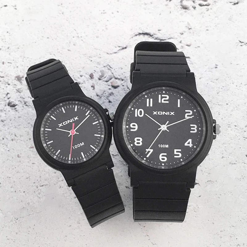 

XONIX черные часы женские пары в одном стиле классические кварцевые указатели водонепроницаемые 100 м простые студенческие SP & R