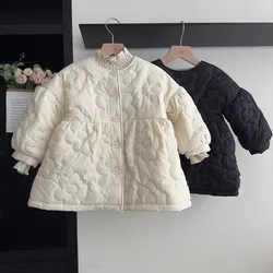 Girls Winter Coat Baby Cotton Padded Jacket Children Girls Long Sleeve Flower Plush Jacket Fashion Snow Outerwear Clothing 1-12T