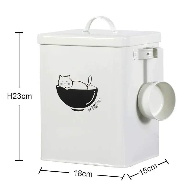 pet grain storage bucket is sealed and moisture-proof, and cat and dog snacks are freeze-dried and stored in an iron bucket.