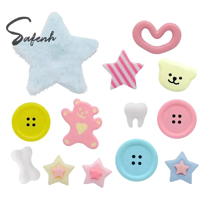 1set Cartoon Star Little Bear Hole Shoe Charms Decorations Shoe Buckle Cute Buttons DIY Shoes Flower Accessories