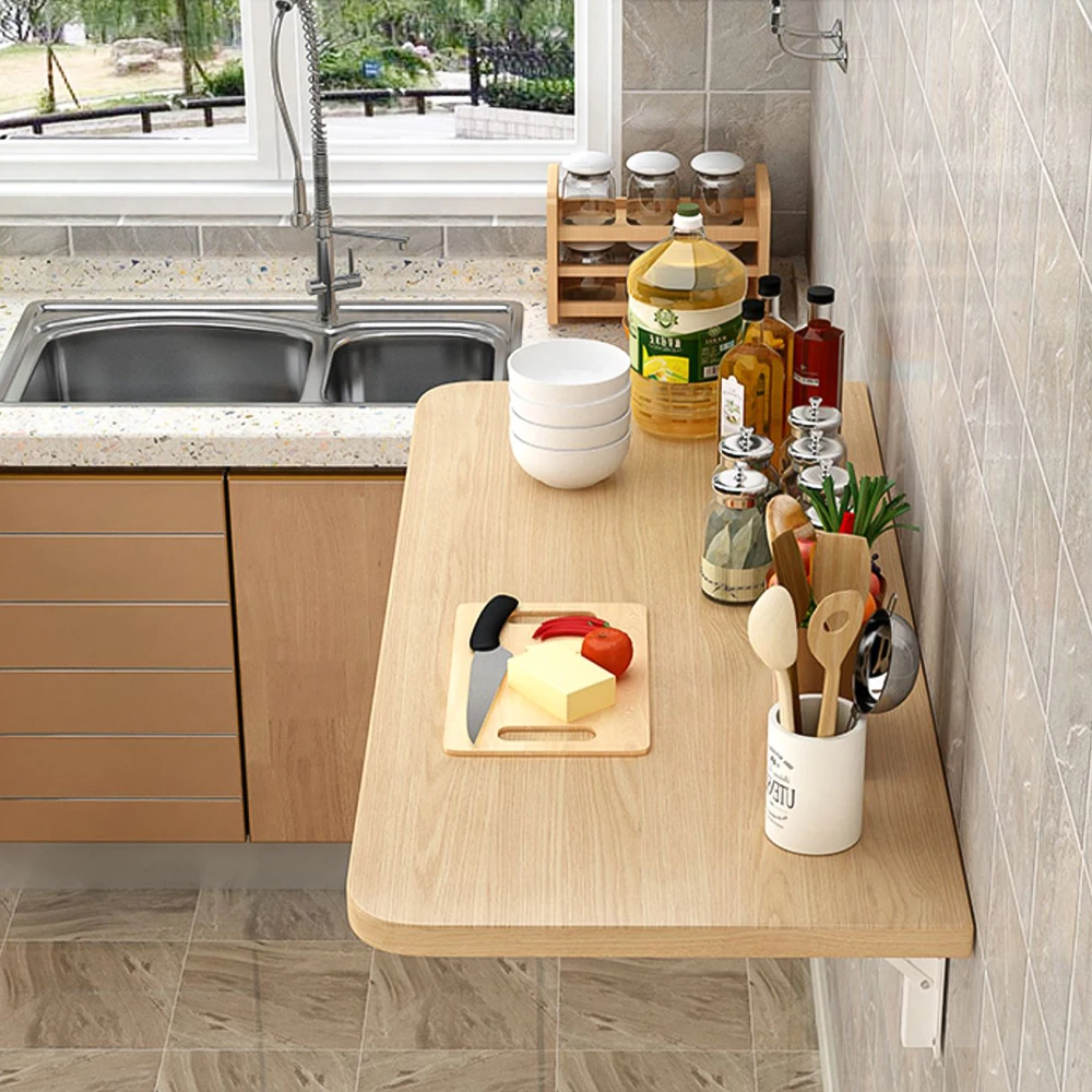 Mesa Plegable de Pared, Pequeña, Escritorio Plegable de MDF, Mesa de Pared para Comedor, Estudio, Cocina, Cena, Lavandería, Bar, Etc.