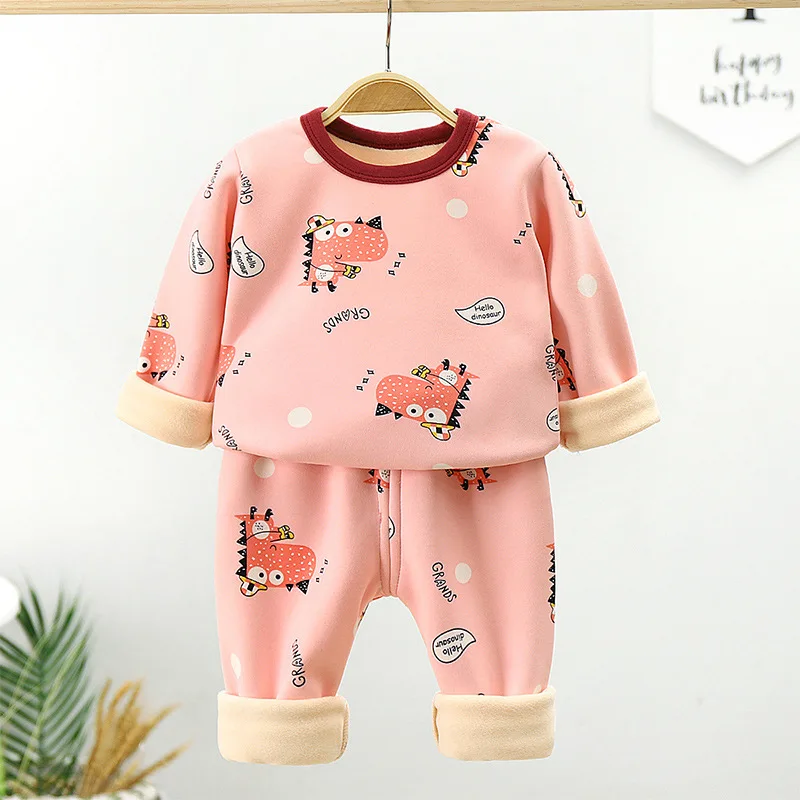 Children Padded Underwear Sets Autumn and Winter New Long-Sleeved Autumn Clothes and Trousers Warm Boys and Girls Home Clothing