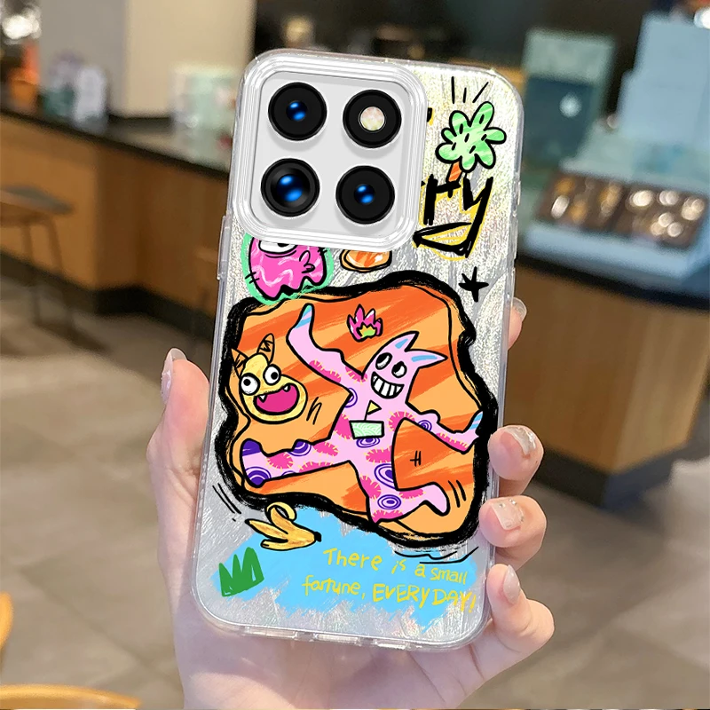 New Funny Doodle Monster Phone Case For Xiaomi 15 Pro Case Poco X6 X3 F6 M6 M4 Pro C75 13T 14T 11X 11 Lite Hard Shockproof Cover