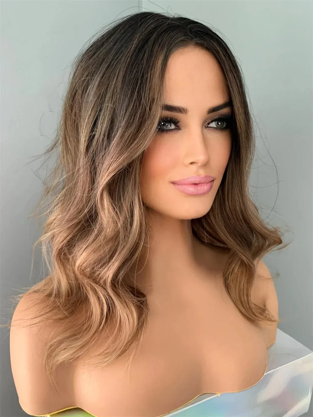 جزء طبيعي مجاني 26 "طويل غلويليس 200 الكثافة أومبير شقراء موجة الدانتيل 5x5 قاعدة الحرير باروكة من شعر طبيعي للنساء BabyHair preplucked #1