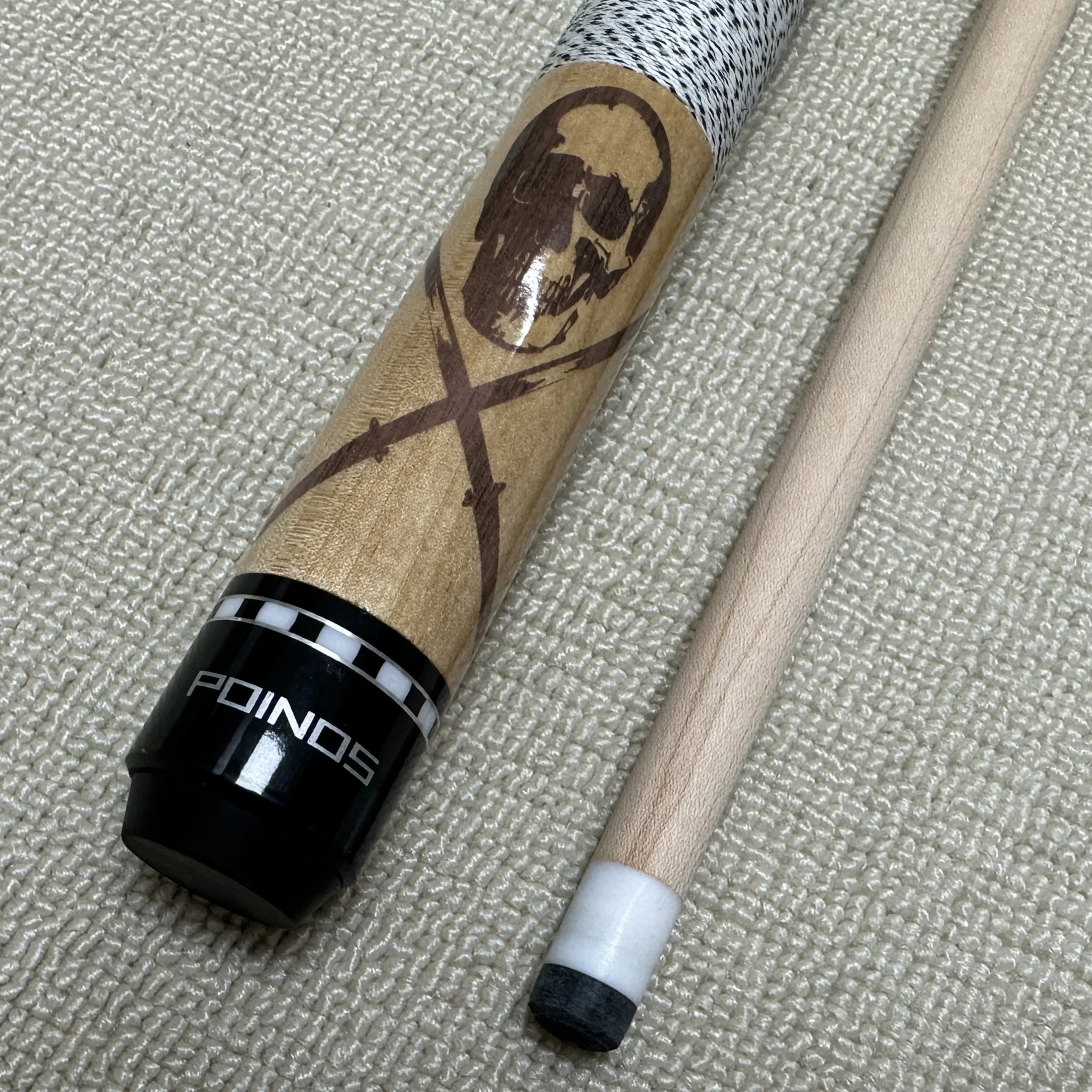 Maple Shaft 2-Piece Billiard Cue Stick, Fast 3-Tooth Joint, Thin Thread Wrapped Anti-Slip Handle, 13mm 0.51in Cue Tip