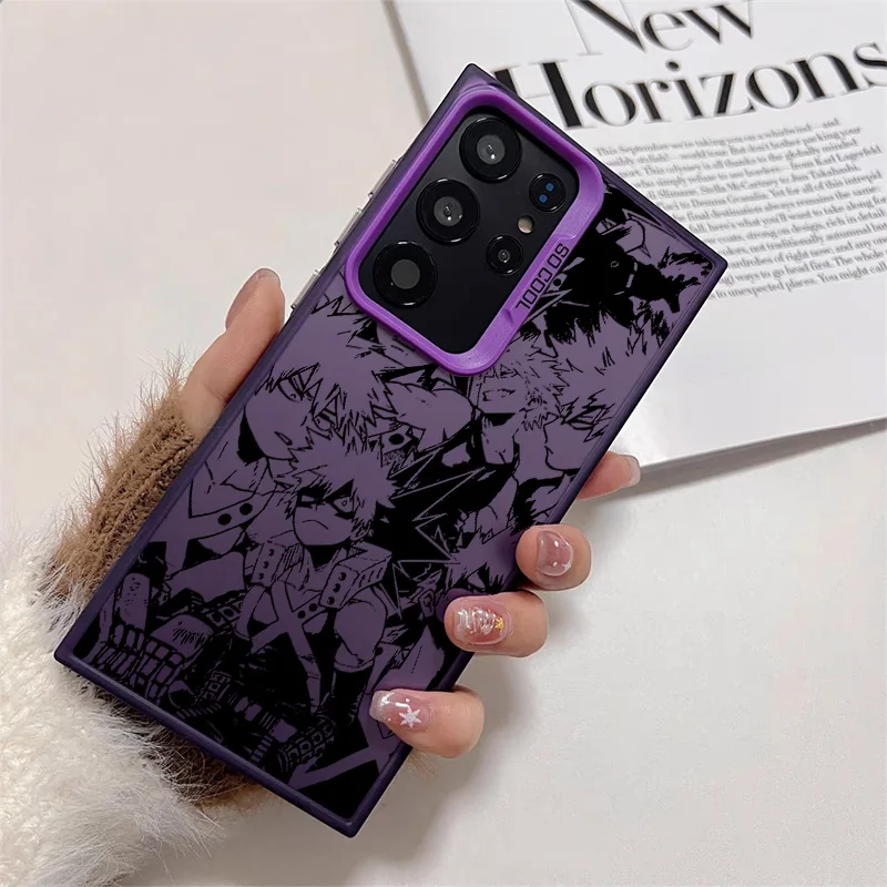 Anime My Hero Academia Phone Case For Samsung Galaxy S24 S23 S22 S21 S20 Plus FE Ultra Colored Silver Plated Inside Cover