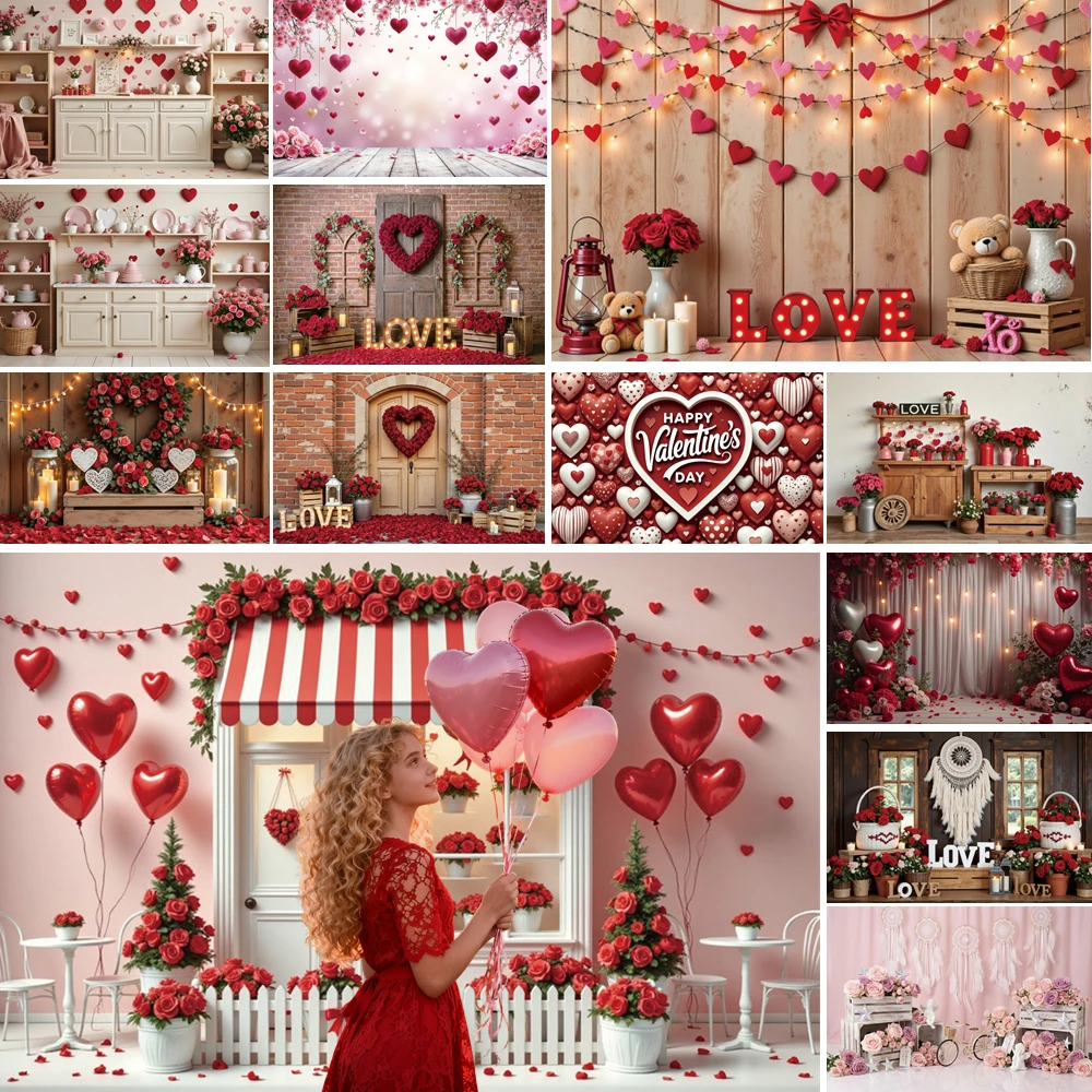 MOON.QG Latar Belakang Foto Hari Valentine Romantis Lampu Peri Boneka Beruang Balon Hati Poster Pernikahan Latar Belakang 14 Februari